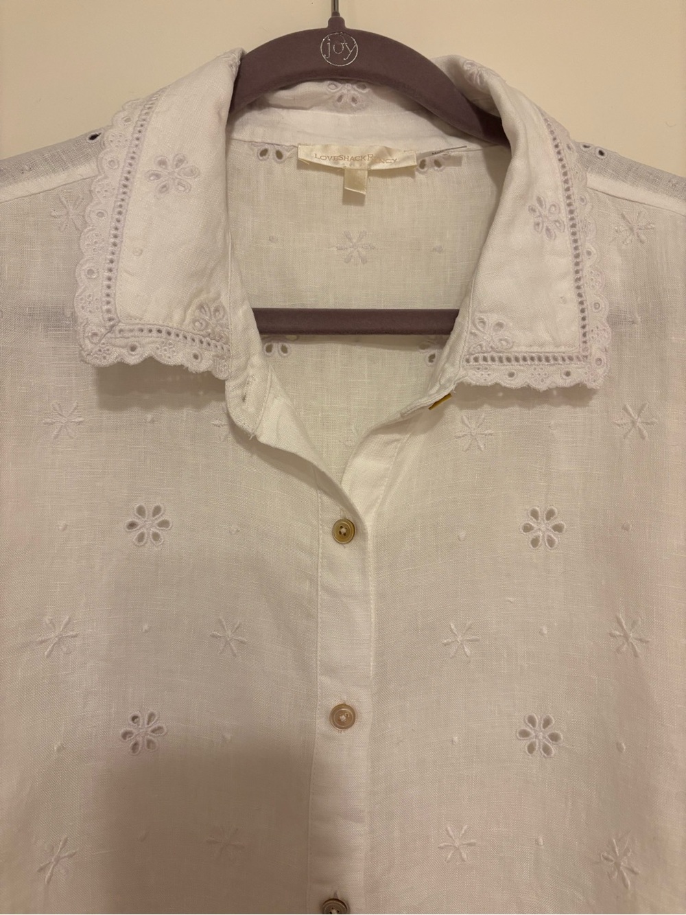 Summer 2026 collection LoveShackFancy White Eyelet Button-Down Shirt